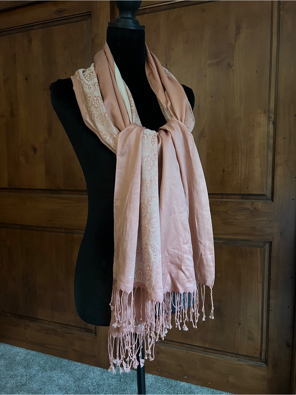 Pashmina Turkish Elegant Pink Women's Scarf - Lightweight Fringe Wrap
